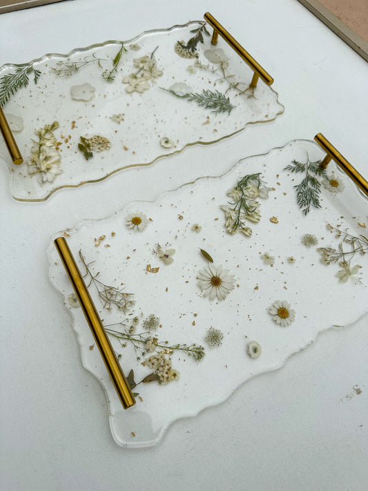 pressed flower serving tray