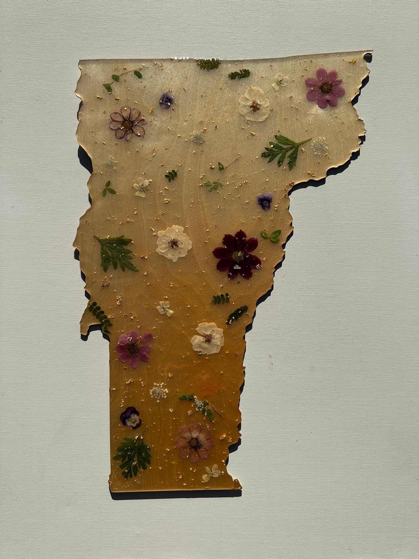 California (any state) pressed flower wall art