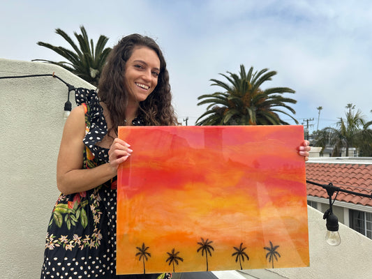 South Bay Sunset Pink 24x36” Birch wood resin wall art