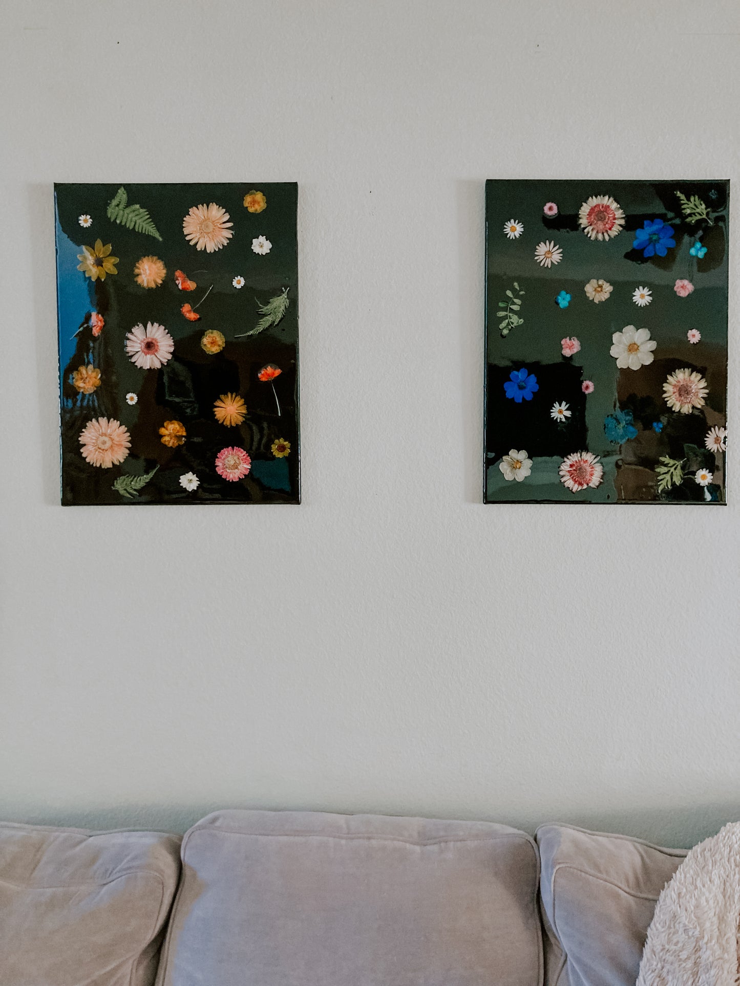 Black Canvas Floral wall art