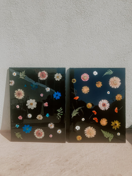 Black Canvas Floral wall art