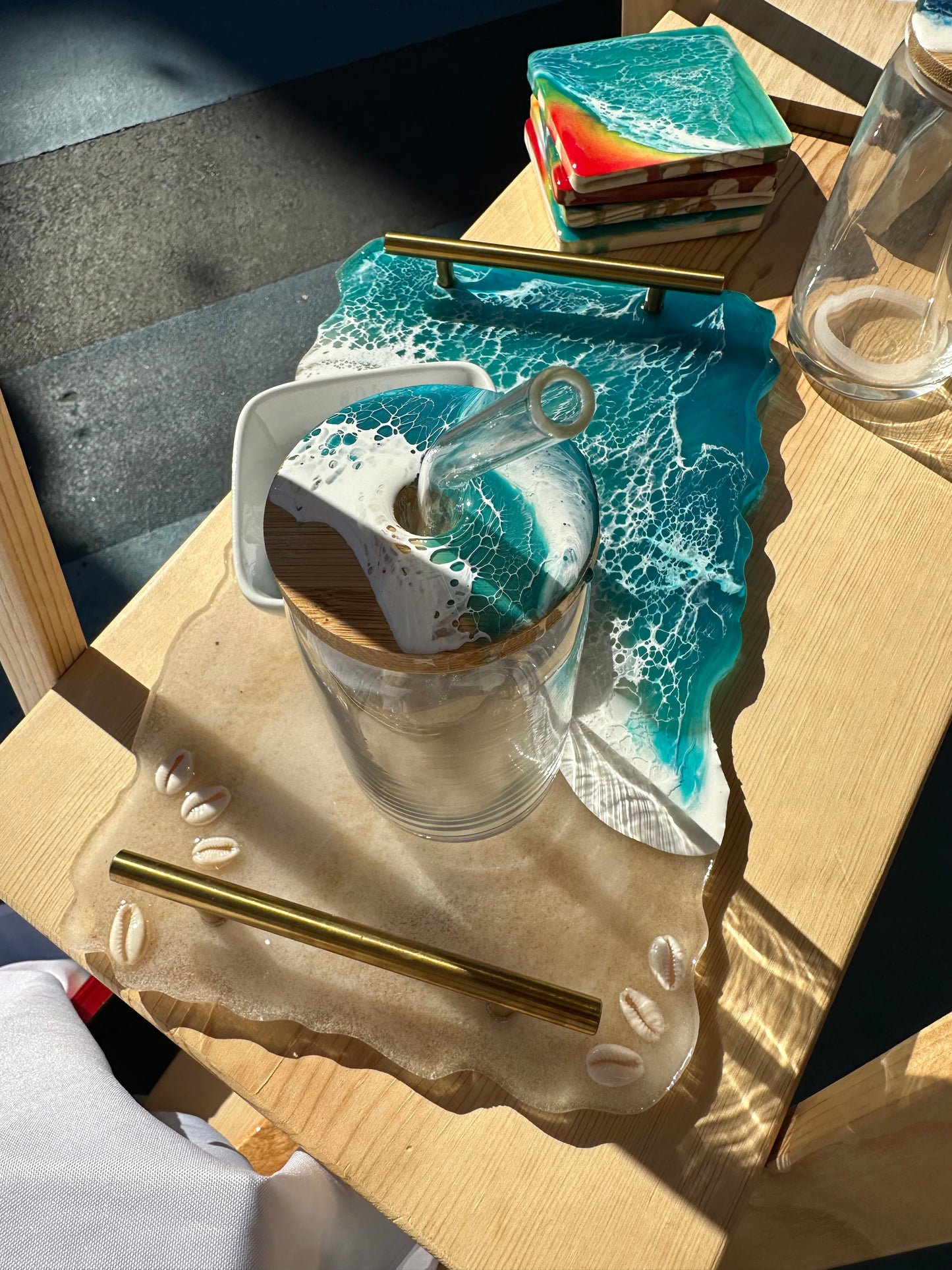 Ocean sand serving charcuterie tray