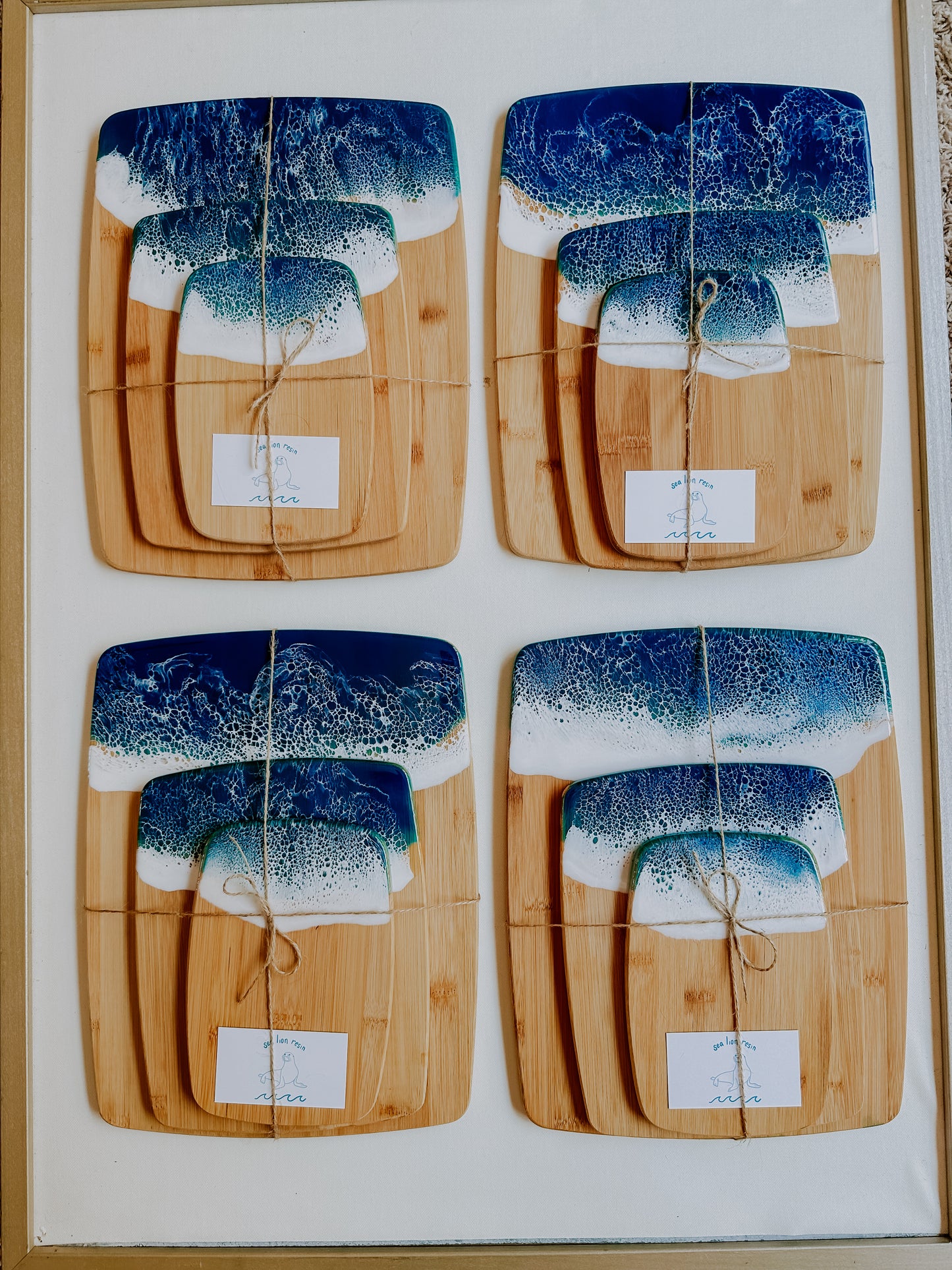 ocean wave bamboo cutting board set of 3