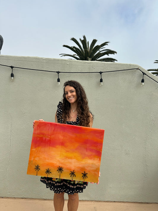 South Bay Sunset Pink 24x36” Birch wood resin wall art