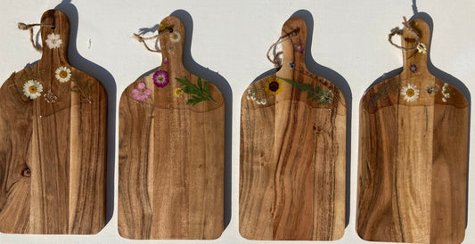 acacia pressed flower serving board