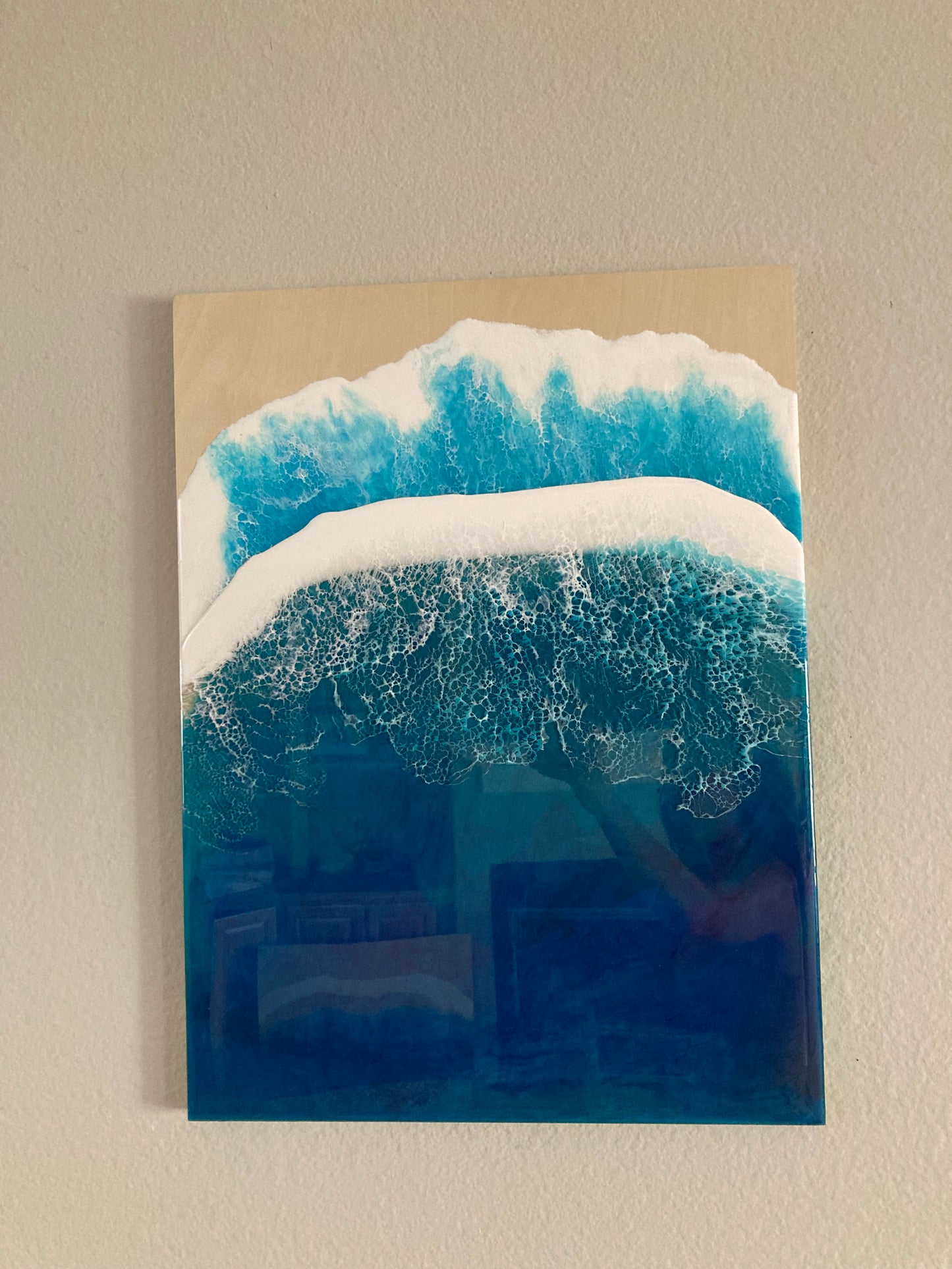 Large 3D ocean birch canvas