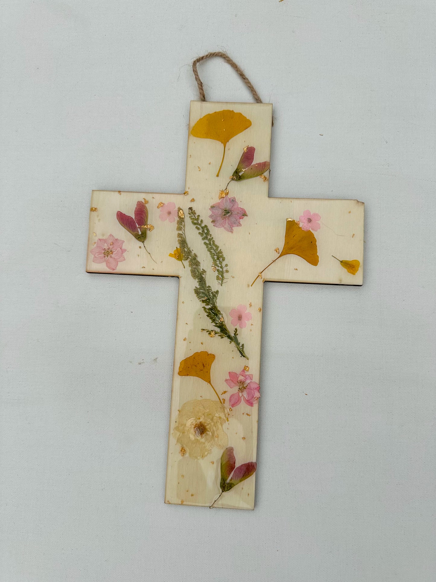 Flowered Cross front door sign