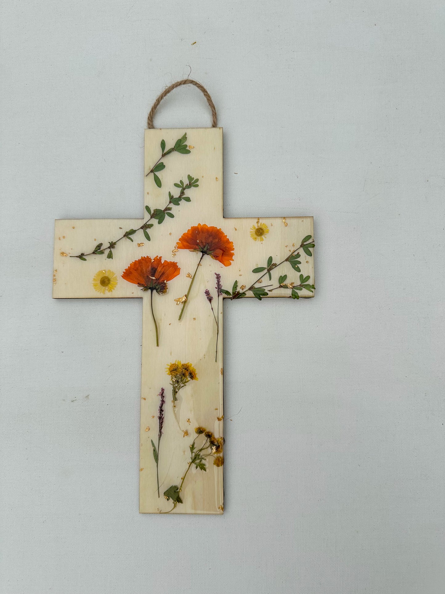 Flowered Cross front door sign