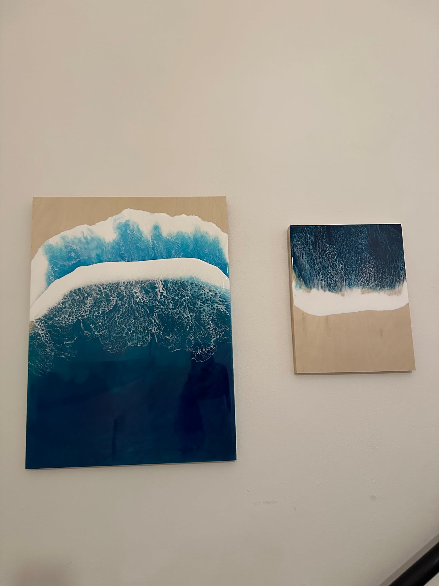 Large 3D ocean birch canvas