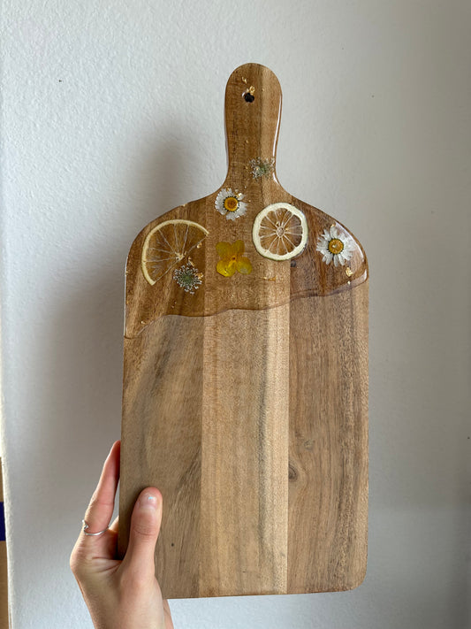 acacia pressed flower serving board