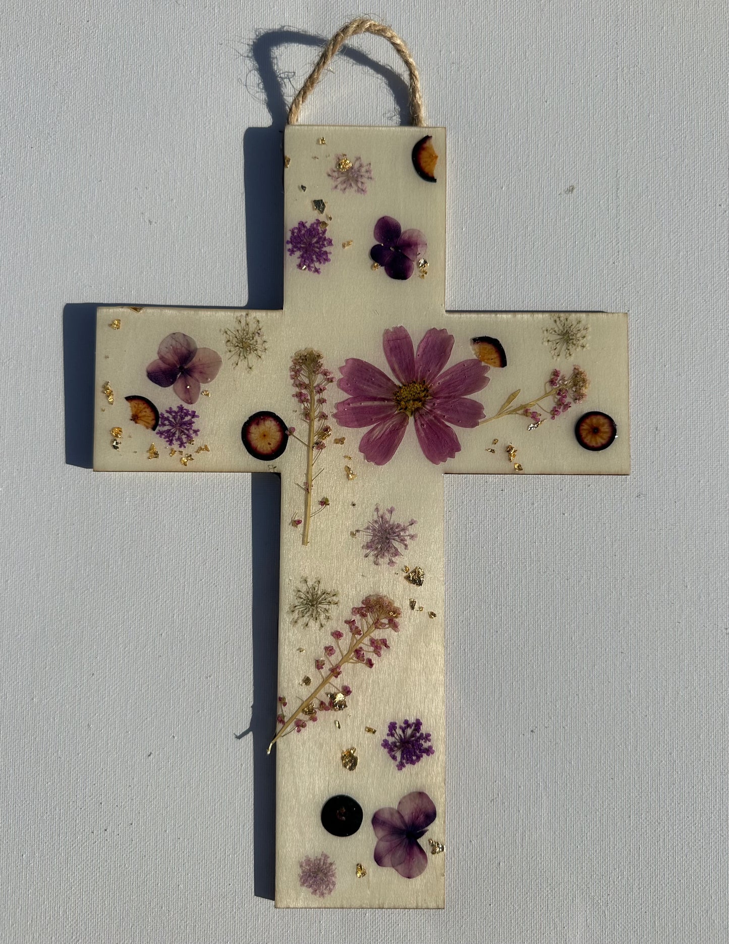 Flowered Cross front door sign