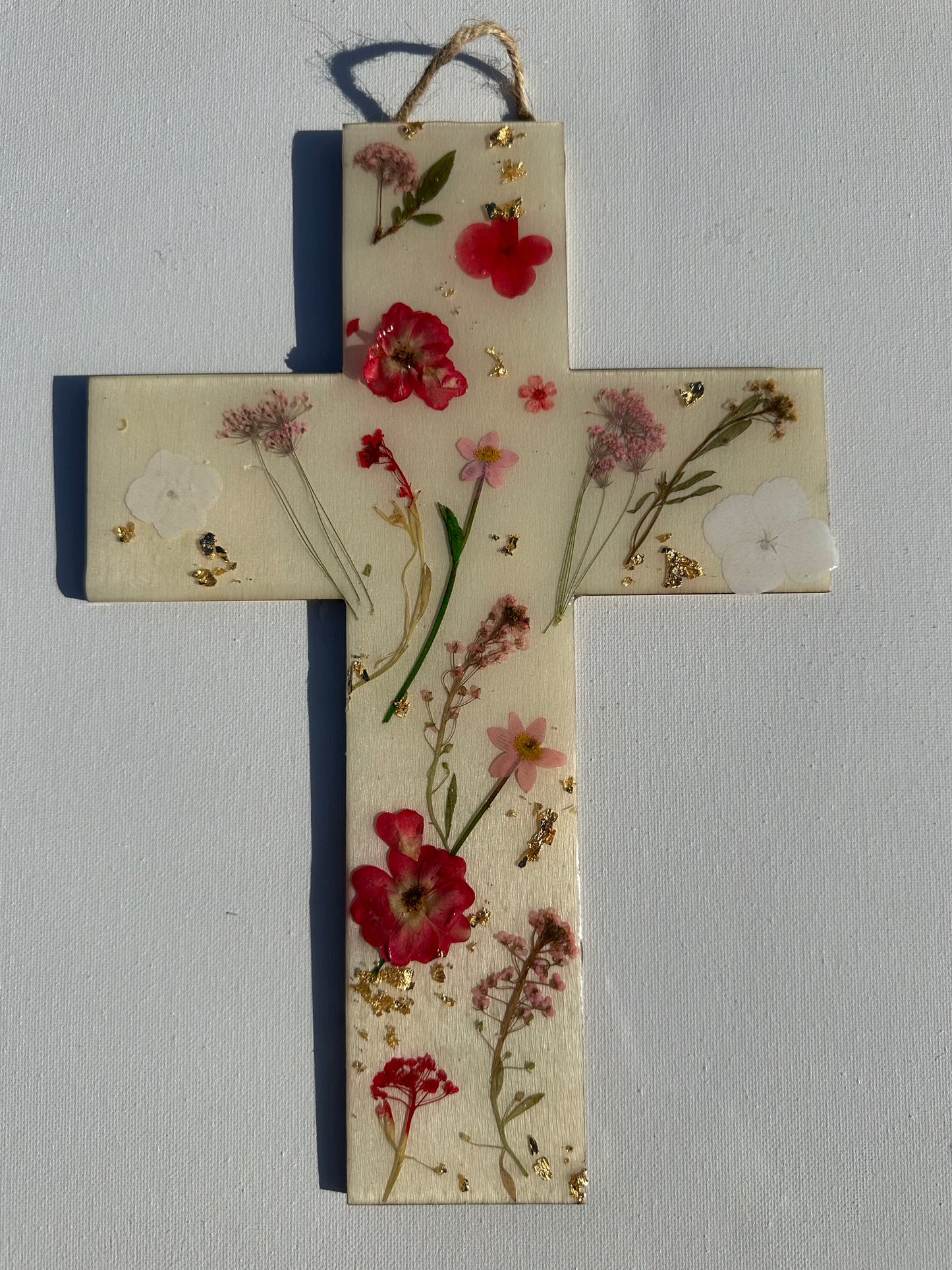 Flowered Cross front door sign