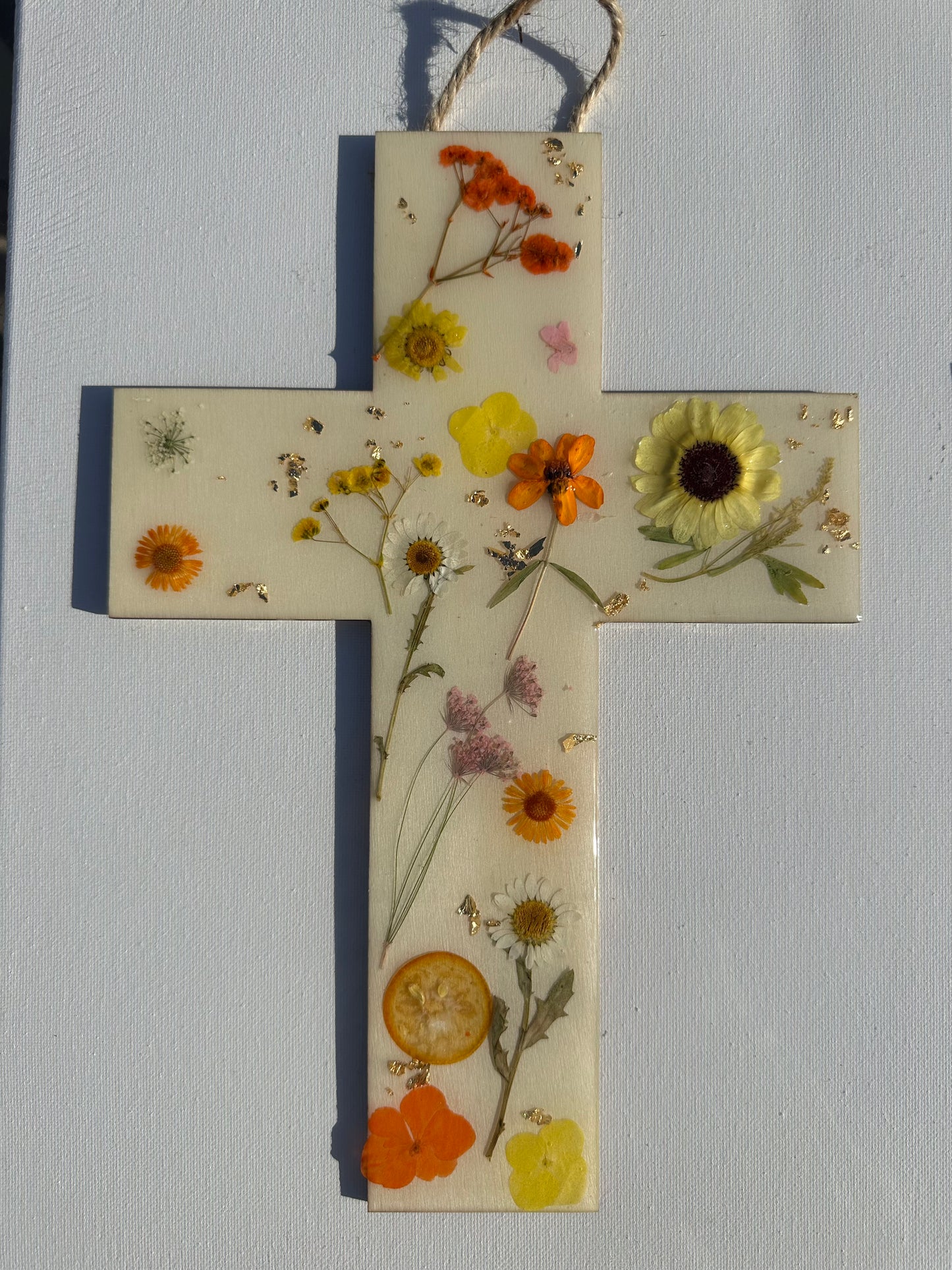 Flowered Cross front door sign