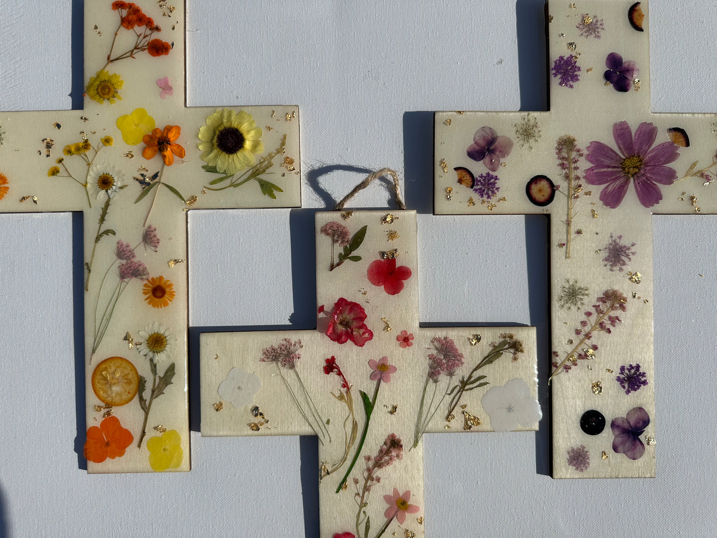 Flowered Cross front door sign