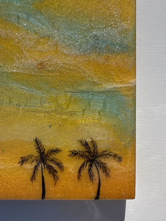 South Bay Sunset Blue 11x14" Birch wood resin wall art