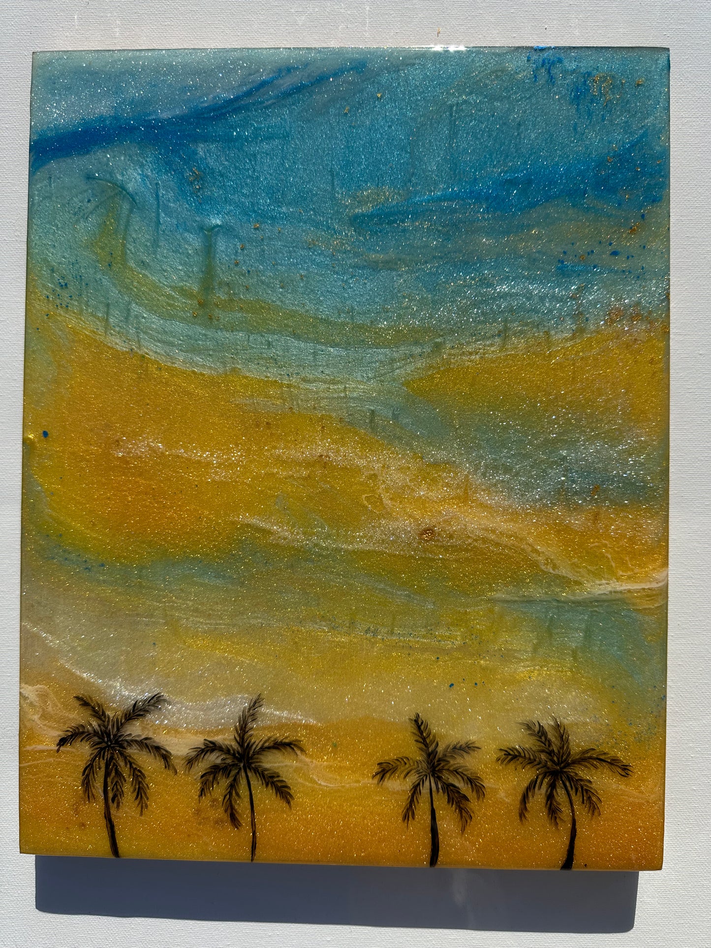 South Bay Sunset Blue 11x14" Birch wood resin wall art