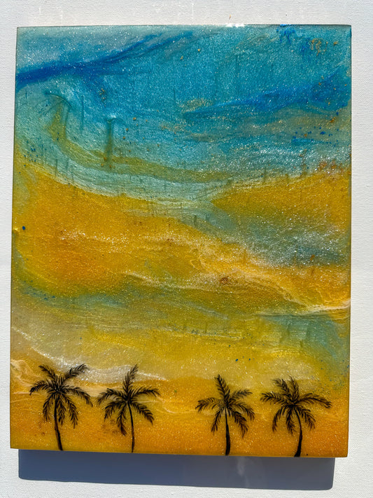 South Bay Sunset Blue 11x14" Birch wood resin wall art