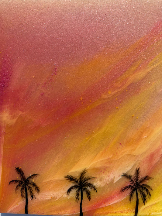 South Bay Sunset Pink 11x14" Birch wood resin wall art