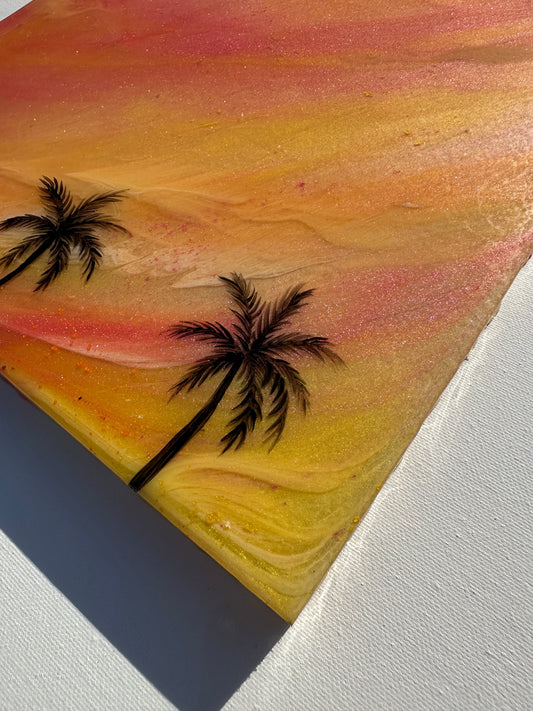 South Bay Sunset Pink 11x14" Birch wood resin wall art