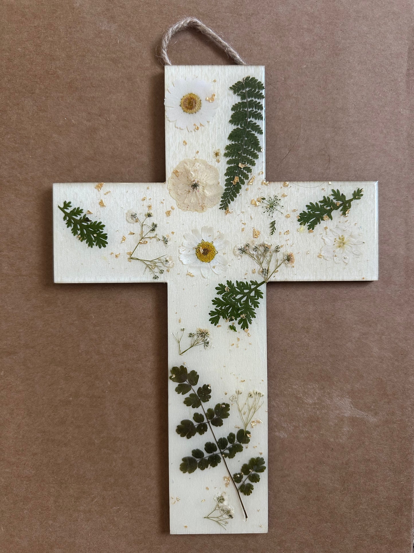 Flowered Cross front door sign