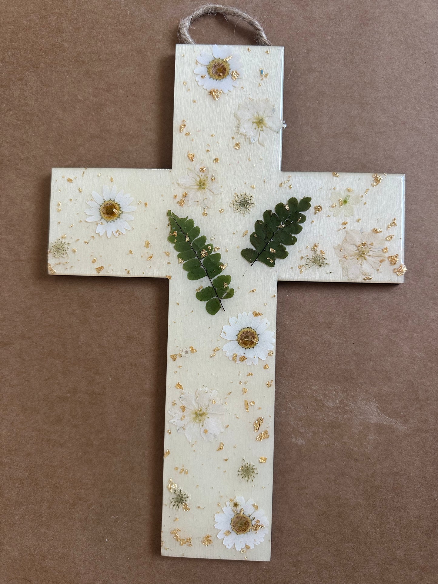 Flowered Cross front door sign