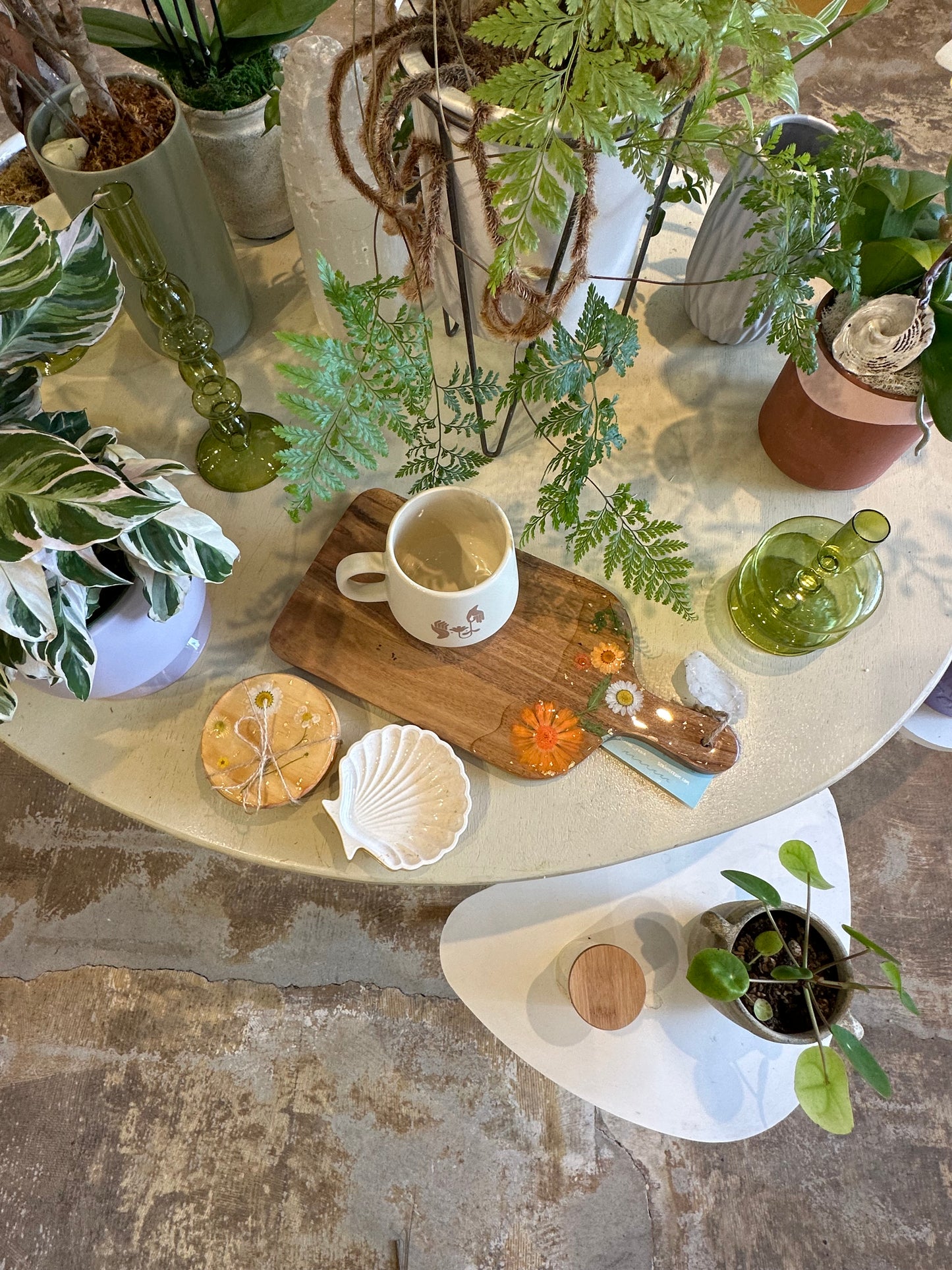 acacia pressed flower serving board