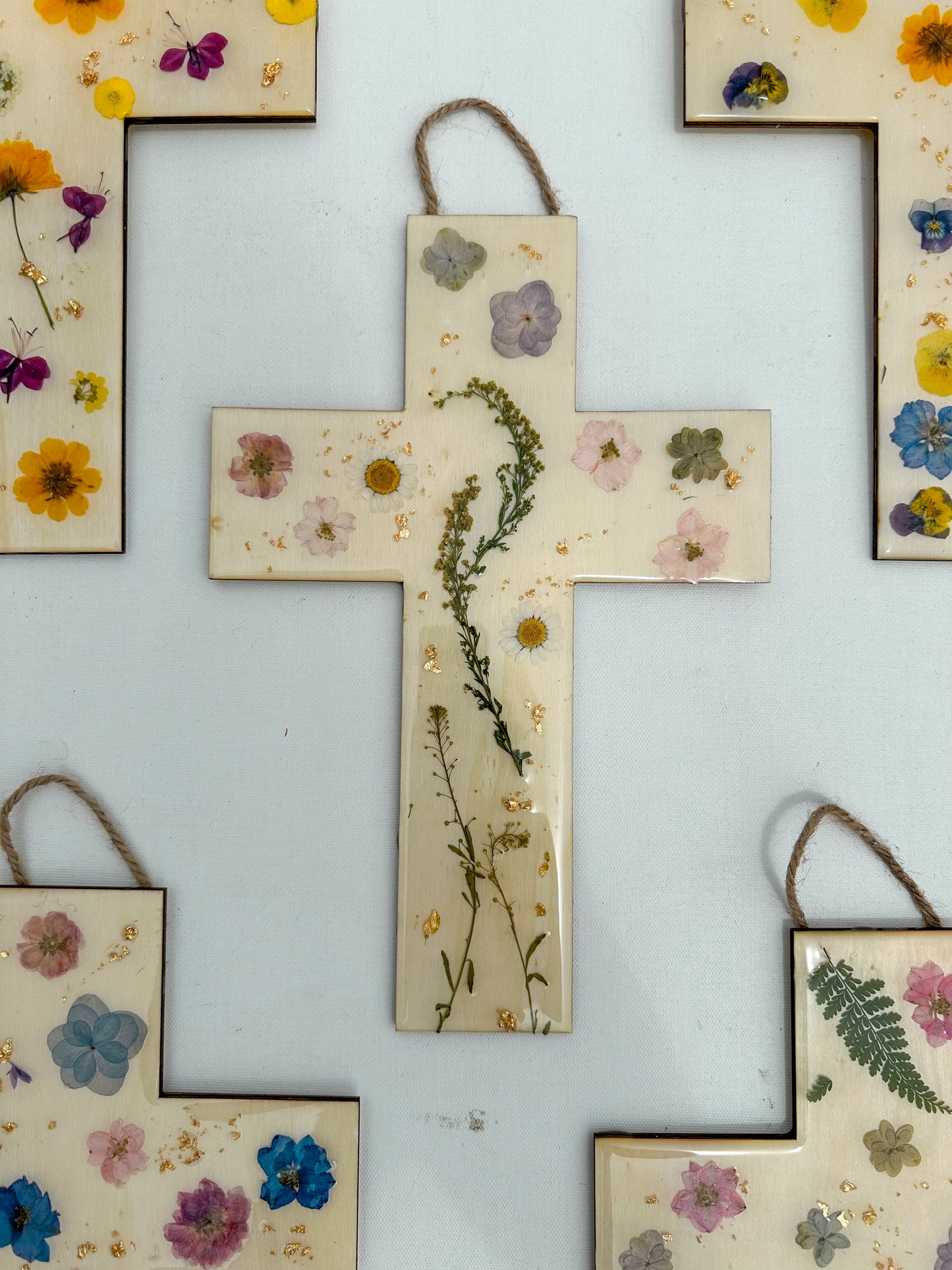 Flowered Cross front door sign