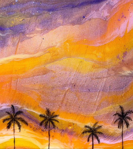 South Bay Sunset Purple 11x14" Birch wood resin wall art