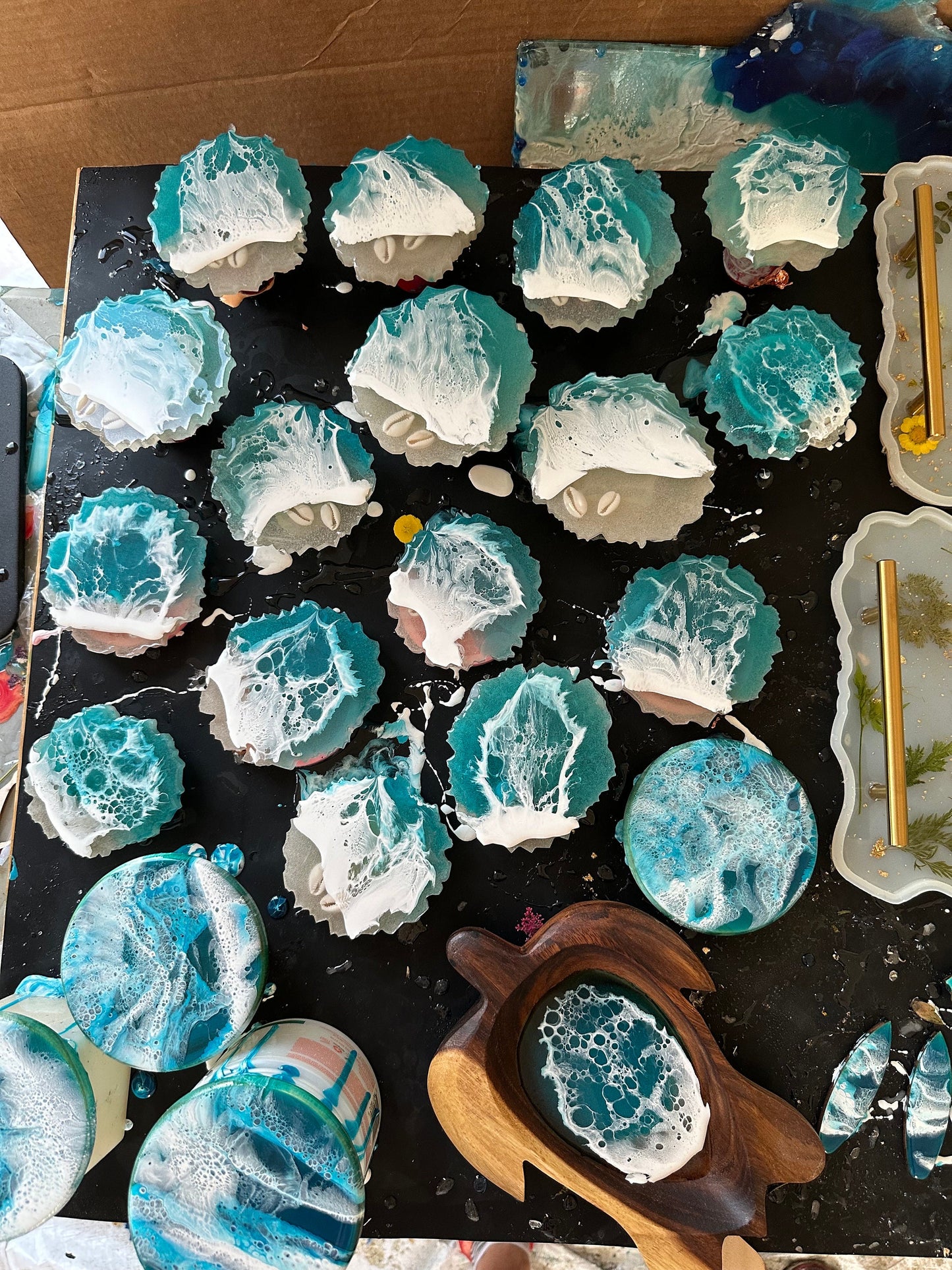 beach scene coaster set of 4