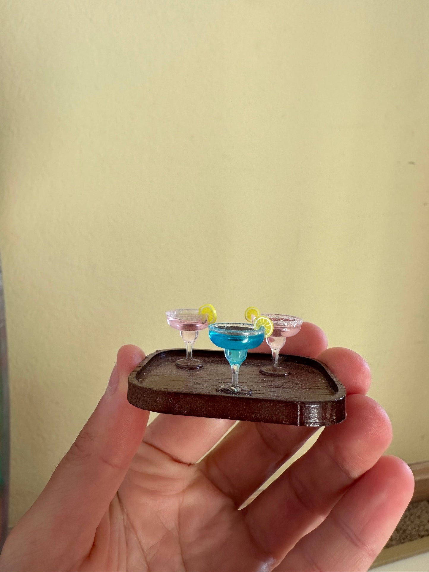Pool trinket tray with tiny margaritas ~ Small serving tray or bathroom product tray ~ made with real tiles! summer decor tray with handles