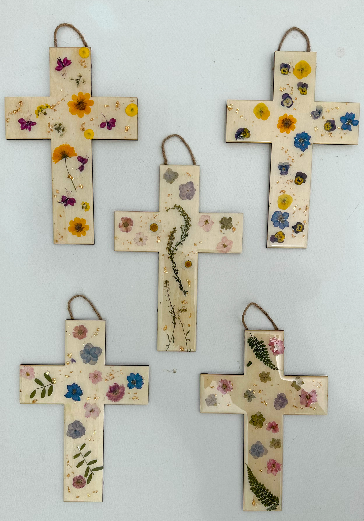 Flowered Cross front door sign