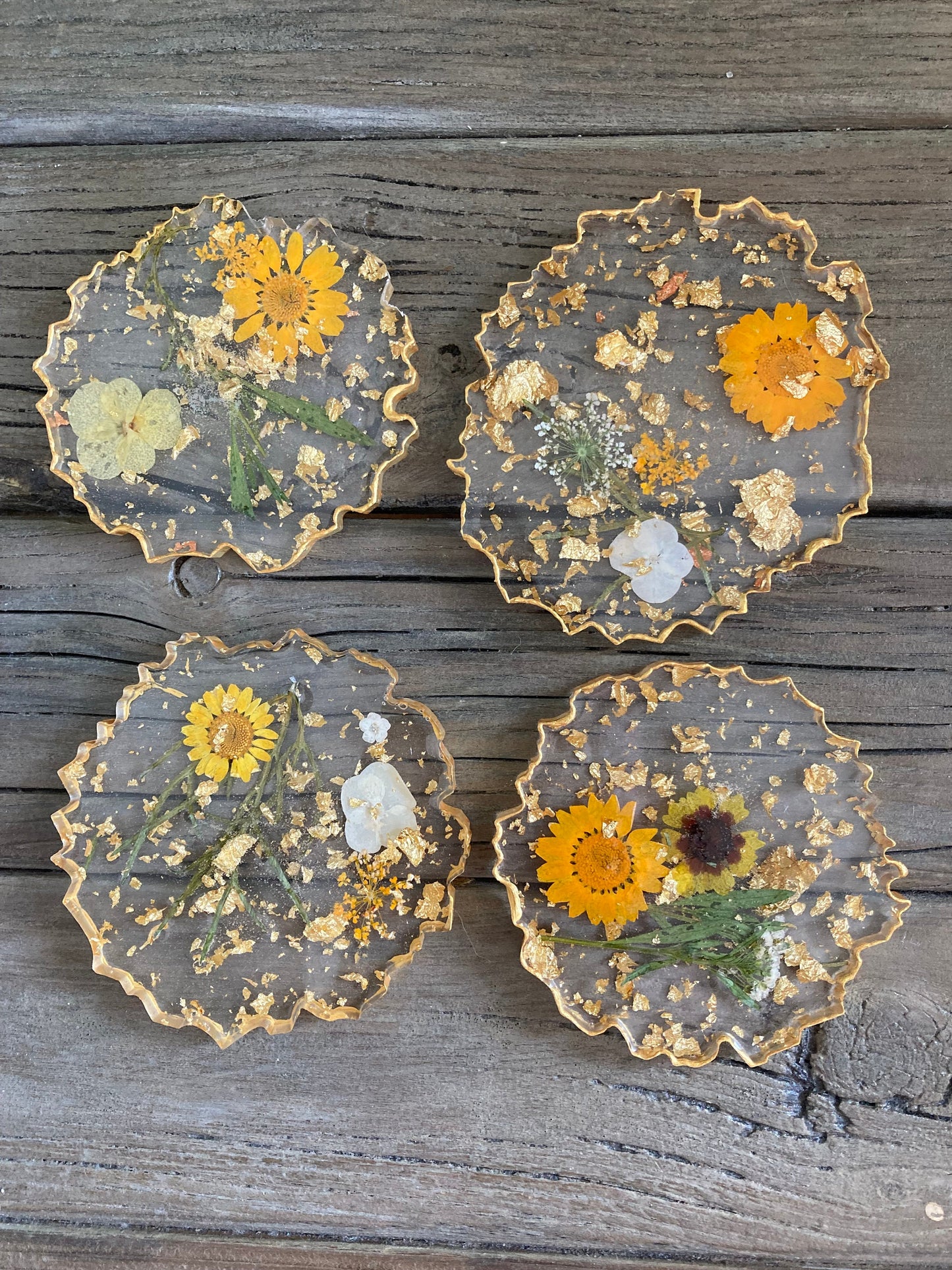 pressed flower clear coasters