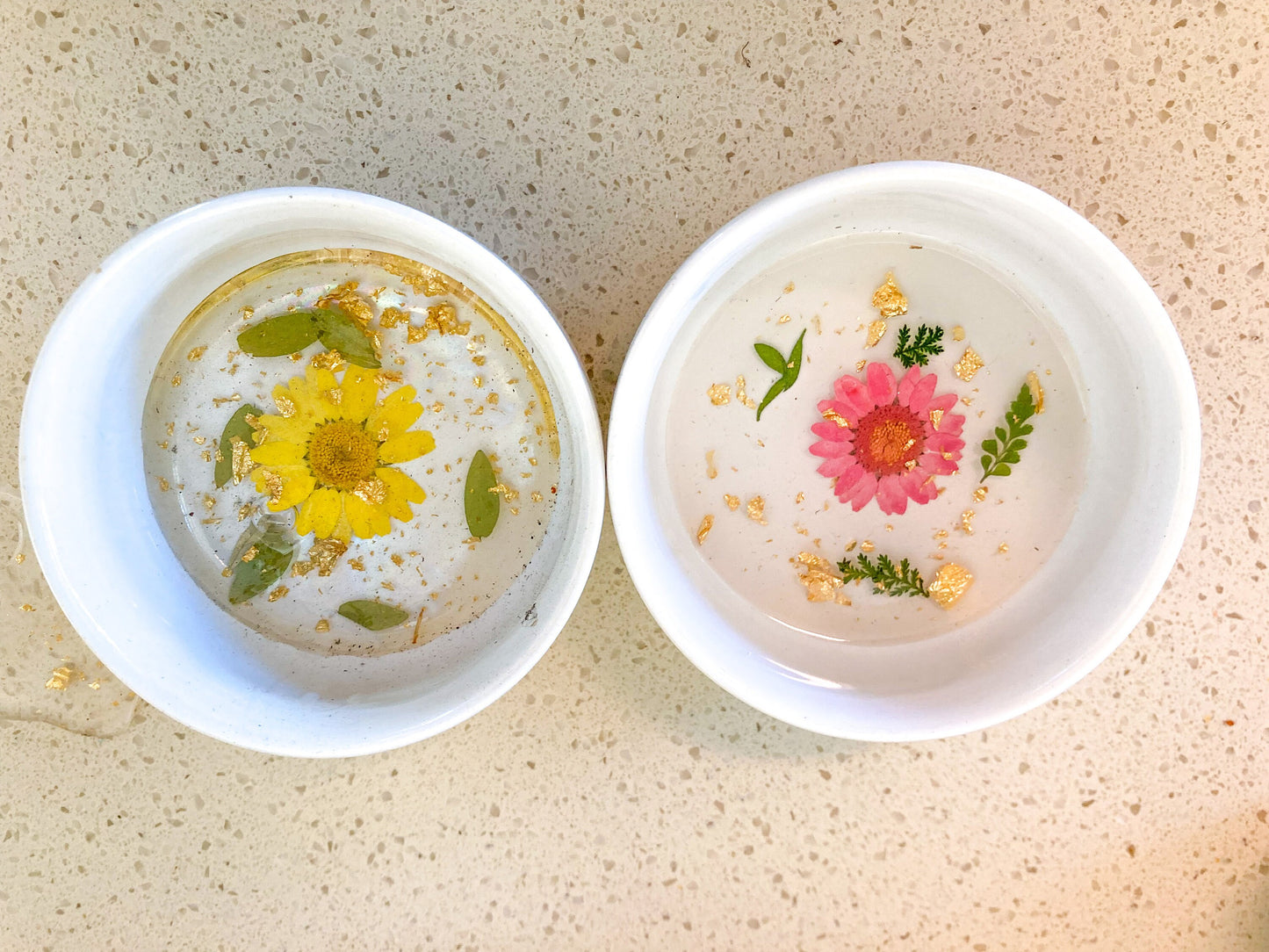 pressed flower ceramic ring dish ~ gold foil resin ceramic jewelry dish ~ engagement wedding ring dish ~ mothers day gift ideas ~ custom