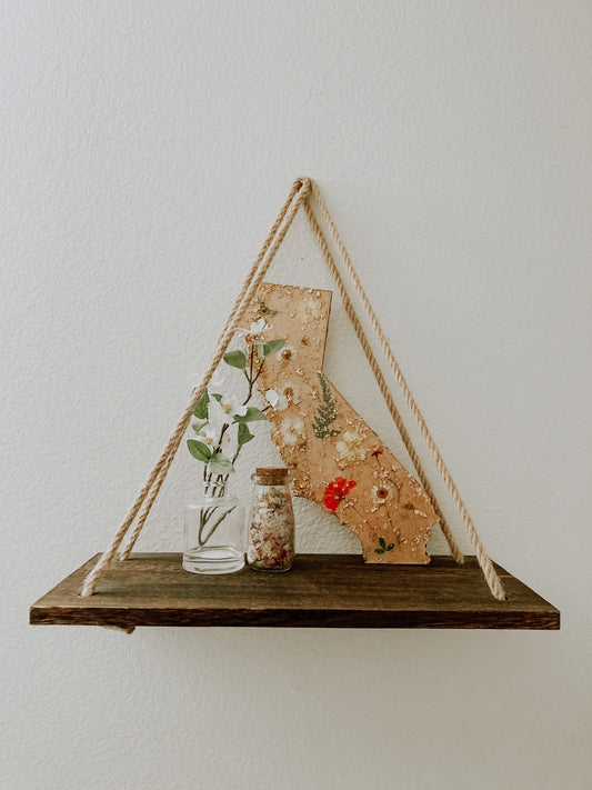 California (any state) pressed flower wall art