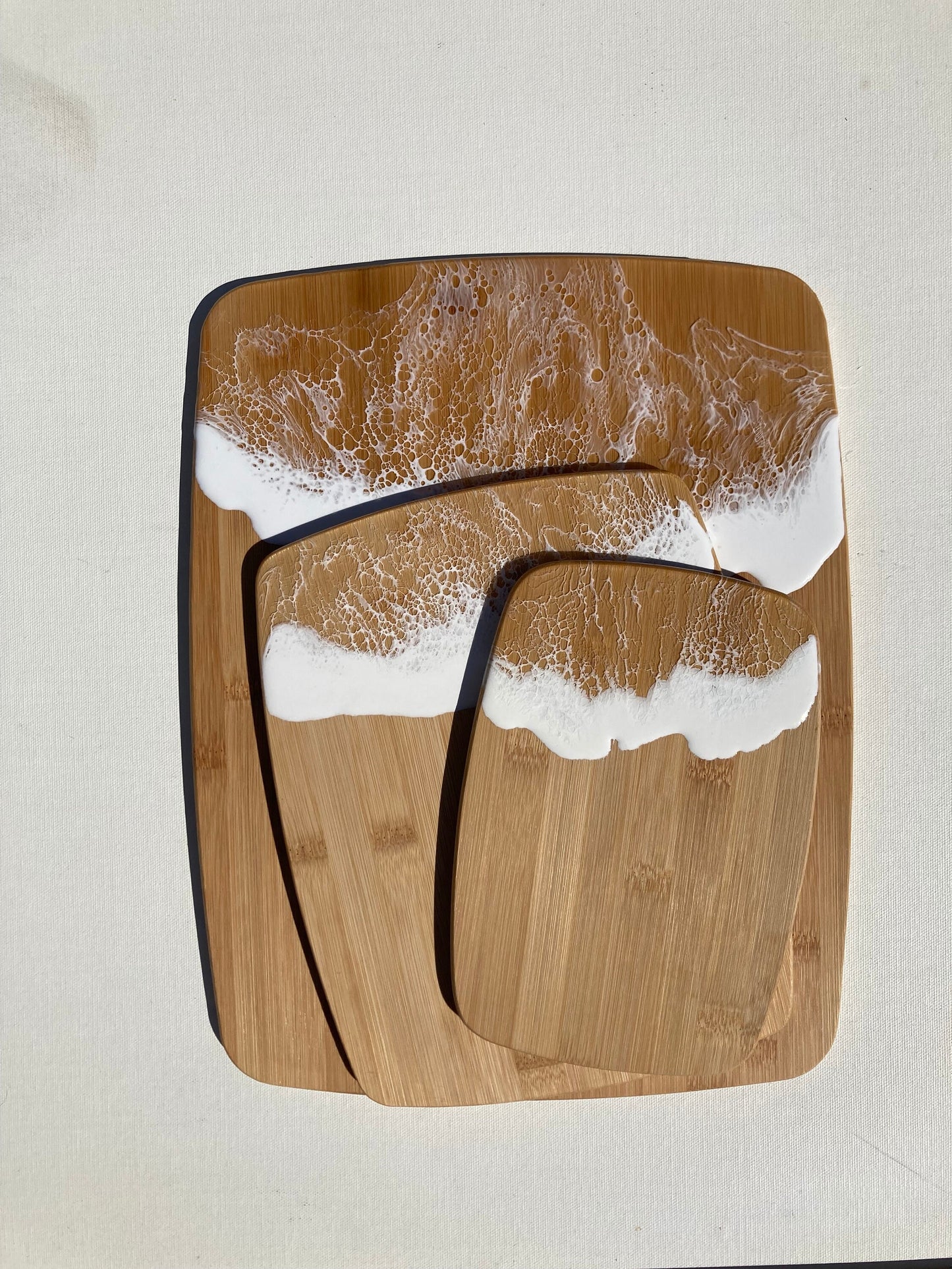 ocean wave bamboo cutting board set of 3