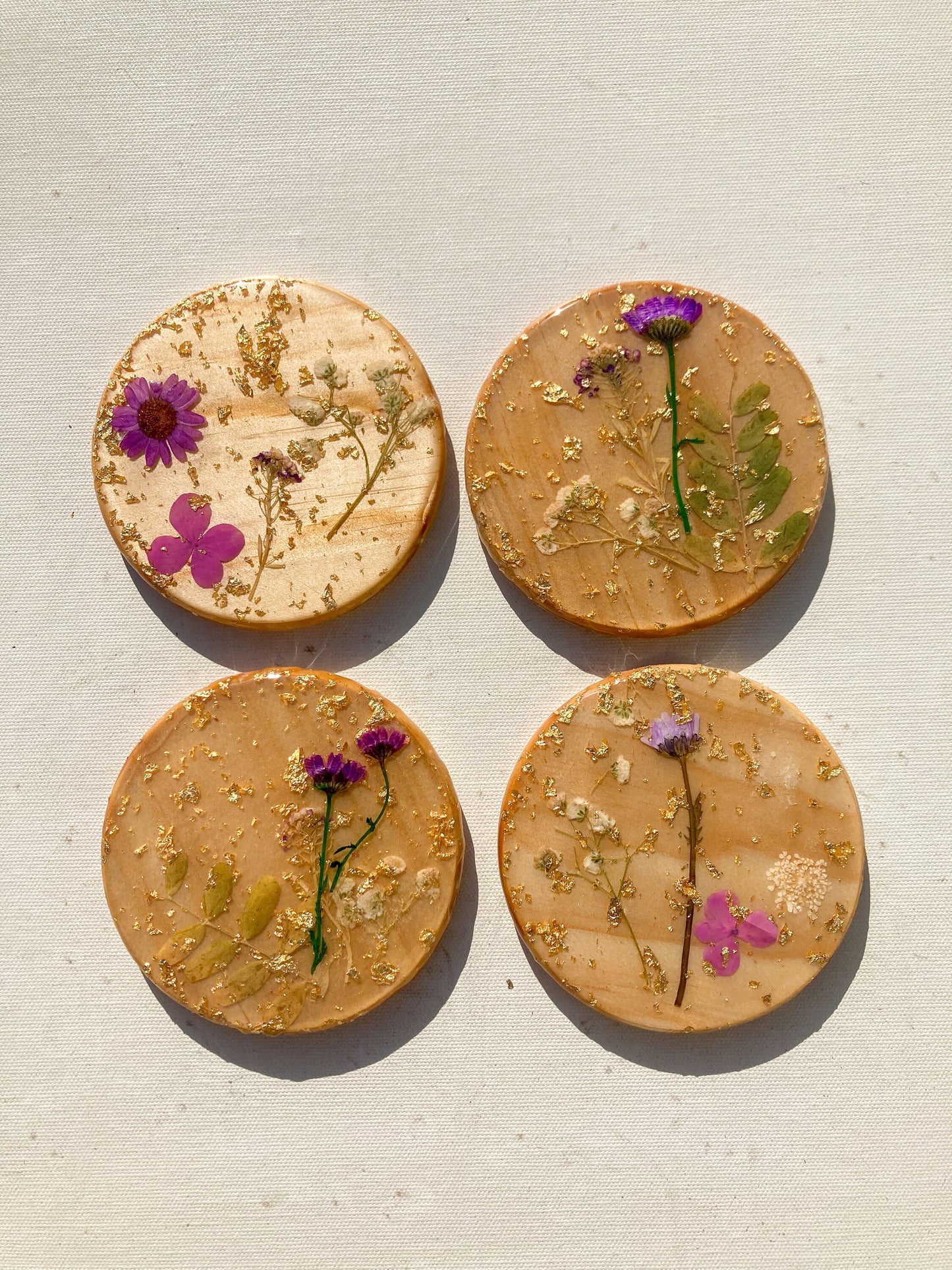 pressed flower wooden coasters