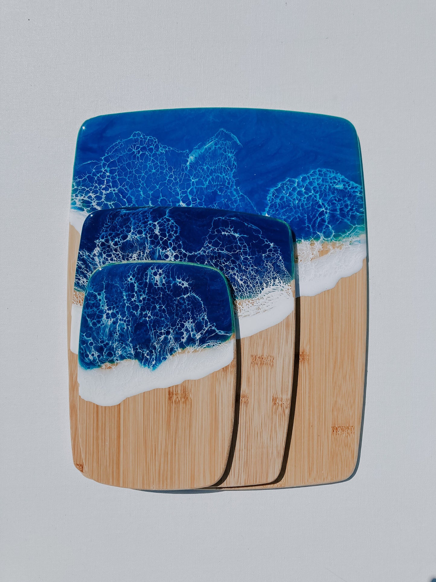 ocean wave bamboo cutting board set of 3