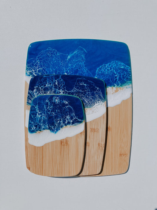 ocean wave bamboo cutting board set of 3