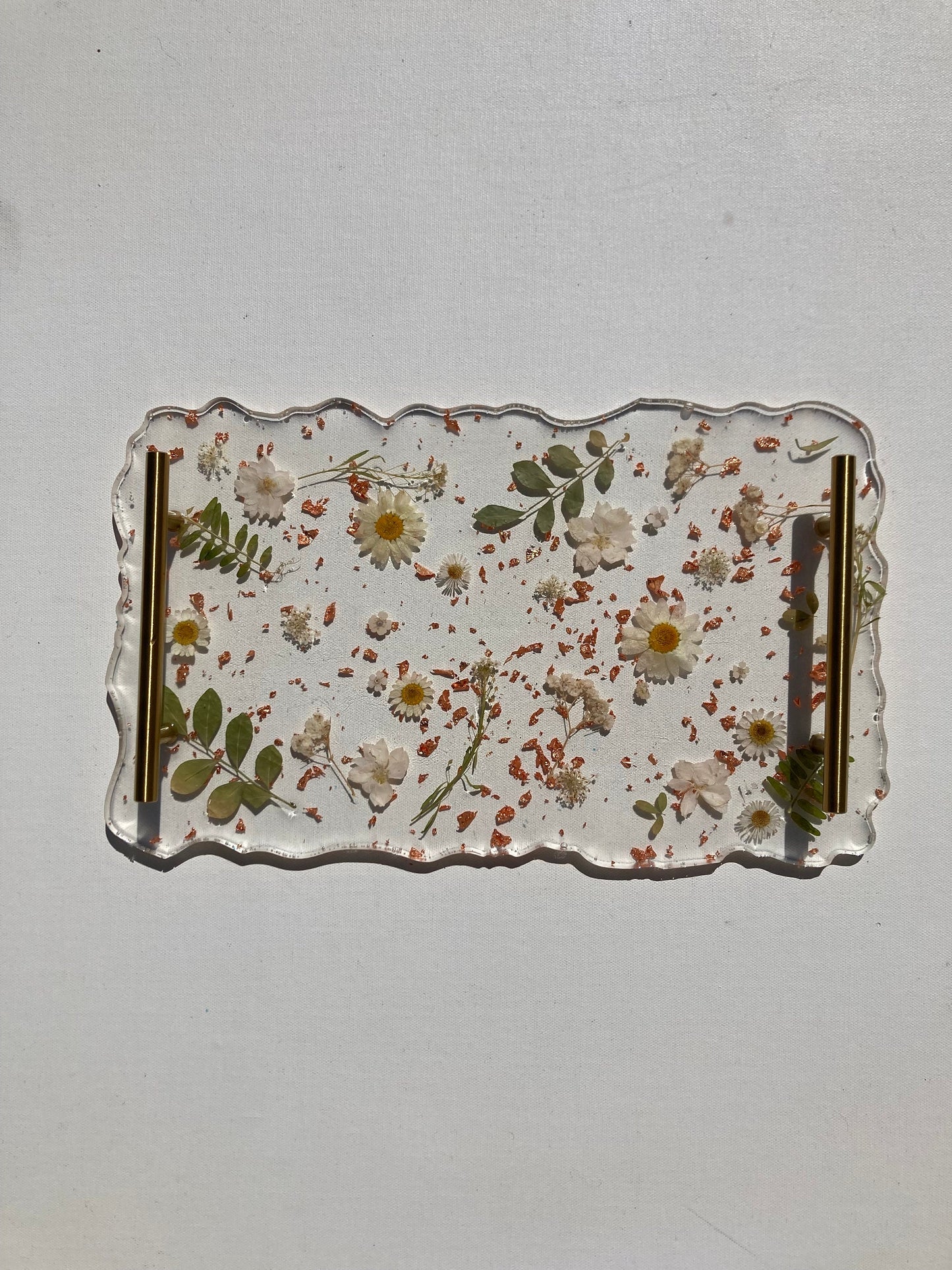 pressed flower serving tray