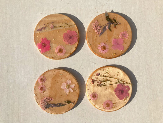 pressed flower wooden coasters