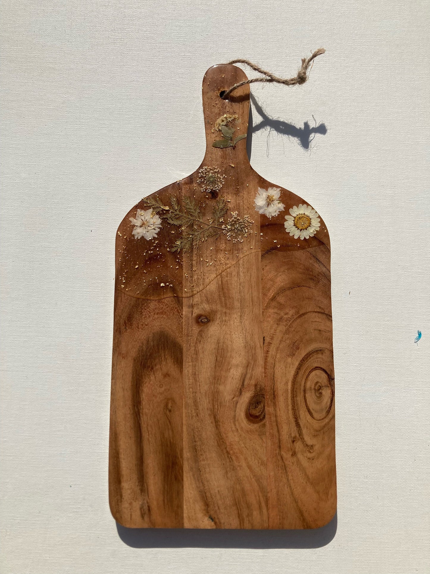 acacia pressed flower serving board