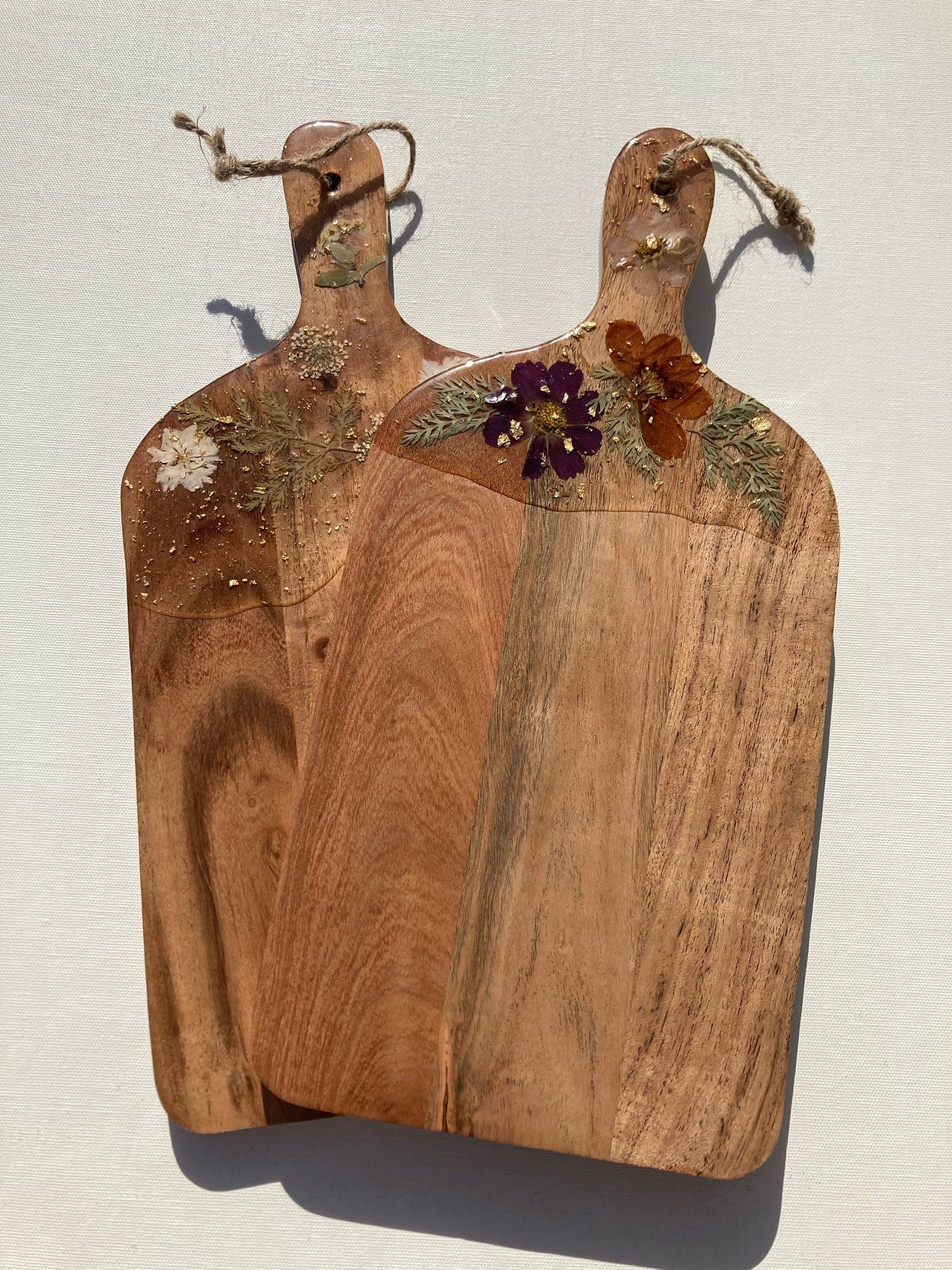 acacia pressed flower serving board