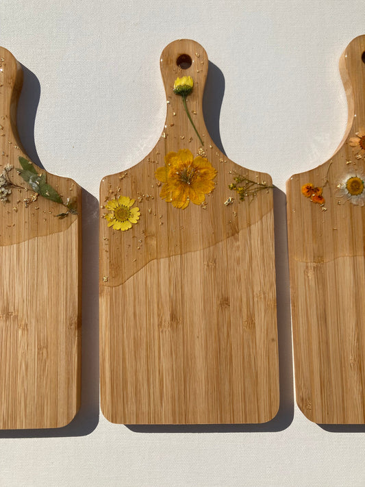 bamboo pressed flower charcuterie board