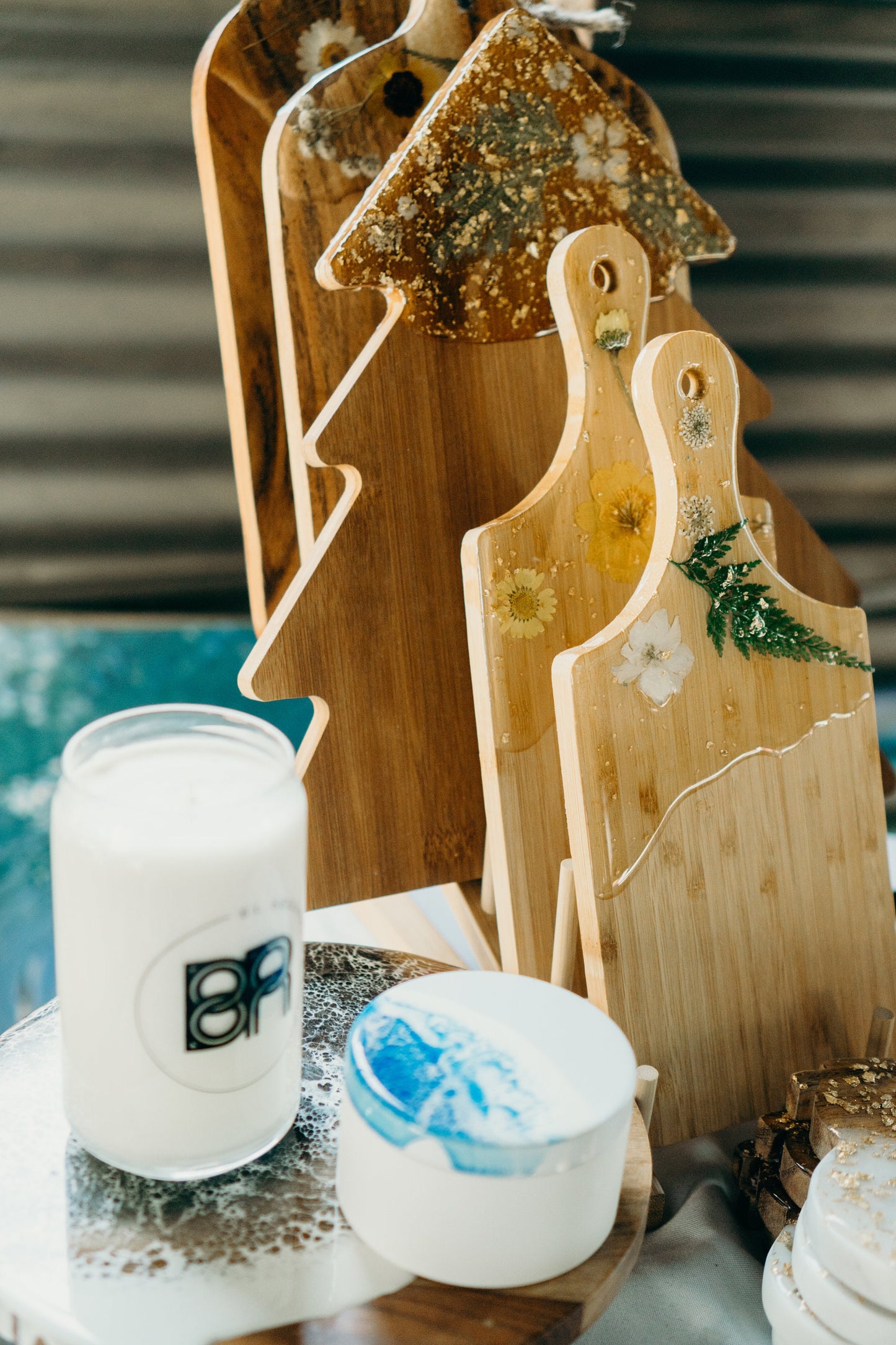 bamboo pressed flower charcuterie board