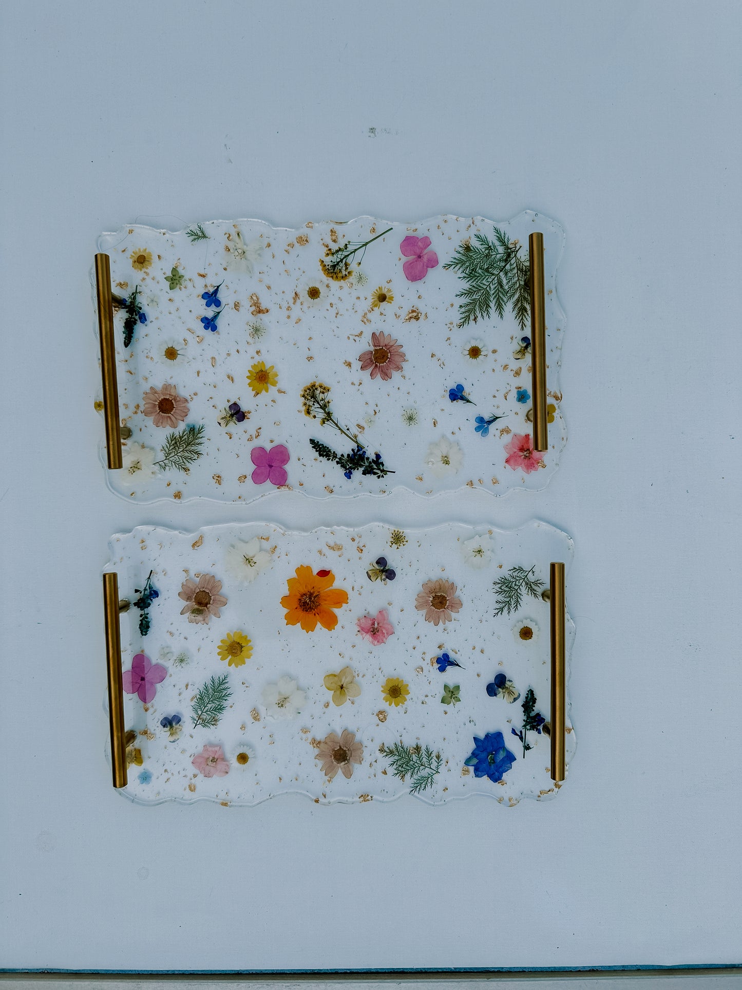 pressed flower serving tray