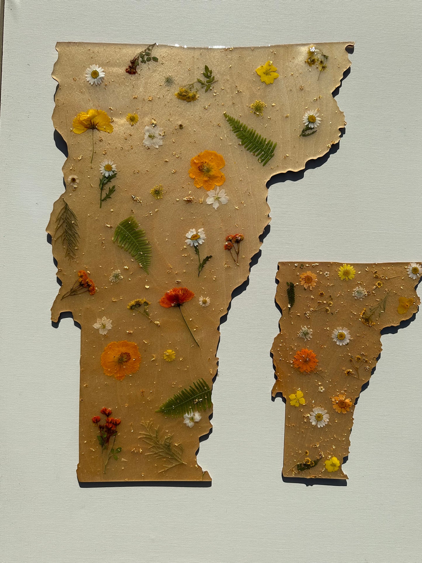 California (any state) pressed flower wall art
