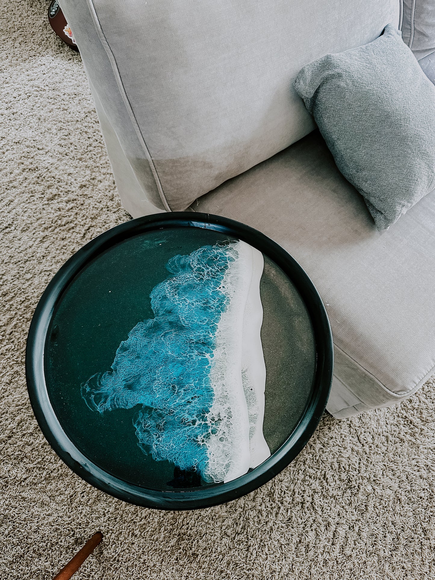 Custom side table with real sand