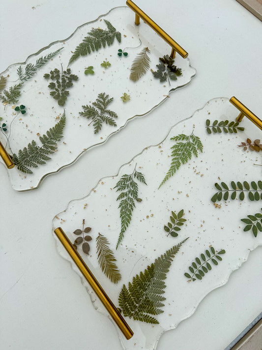 pressed flower serving tray