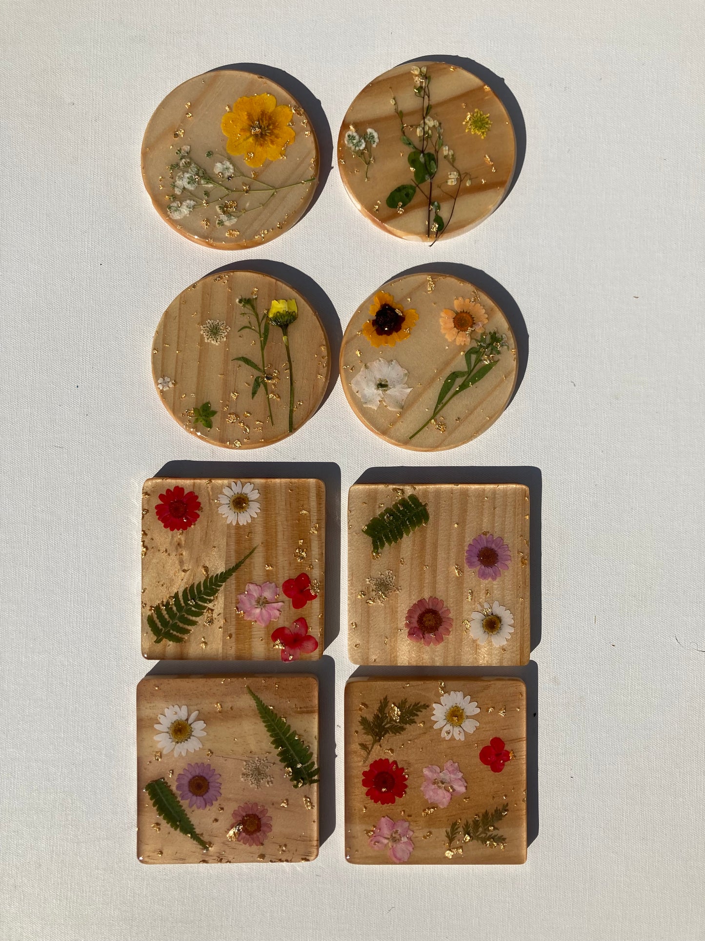 pressed flower wooden coasters