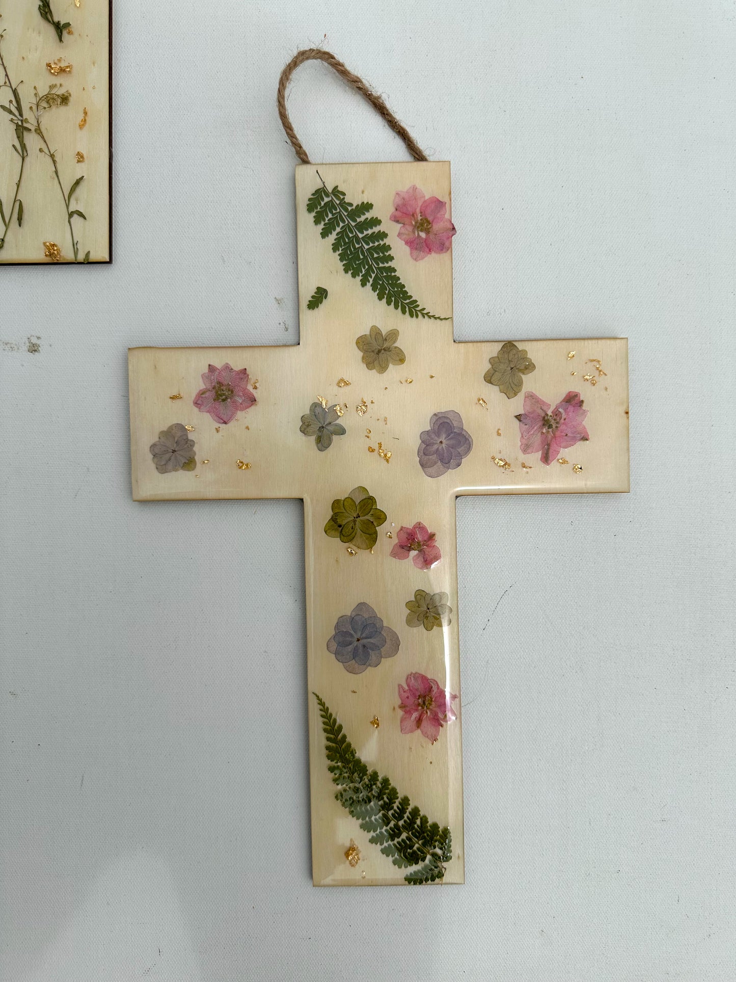 Flowered Cross front door sign